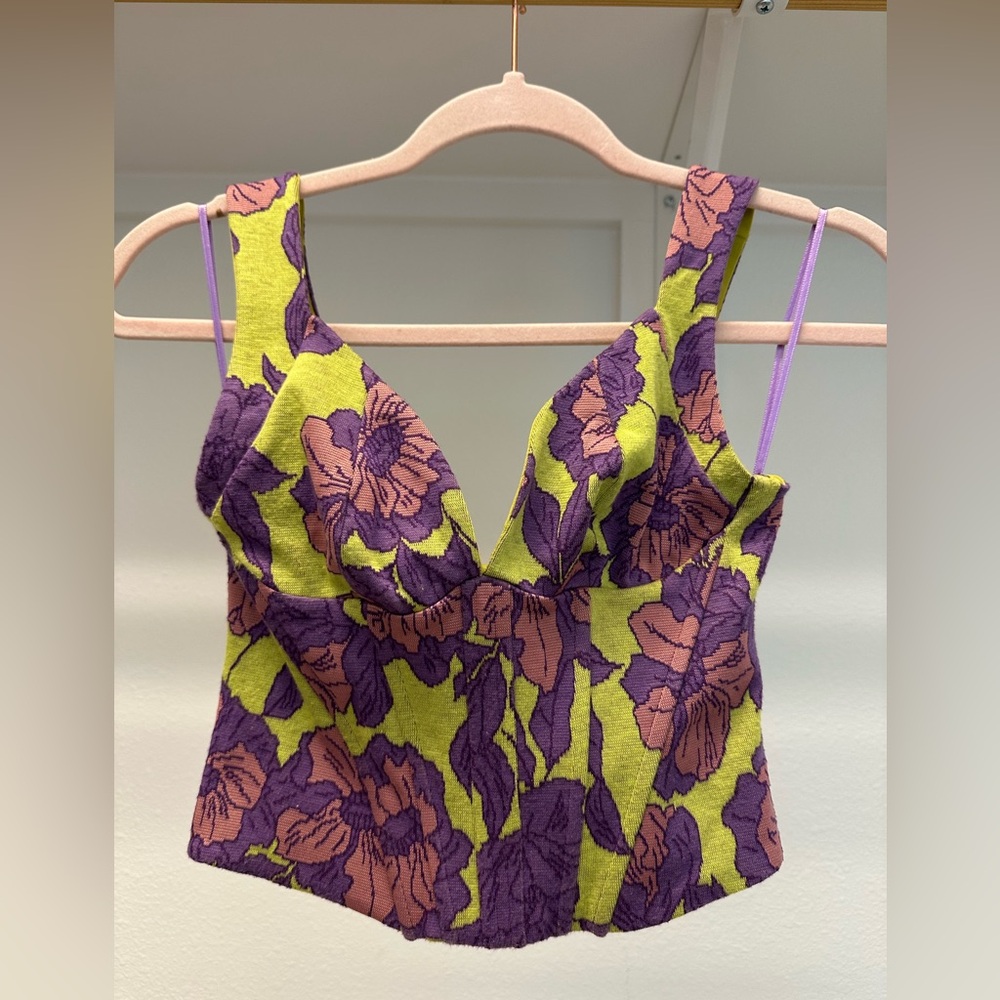 Zara Purple and Green Floral Tank Top